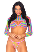 Rainbow Fishnet Top Set