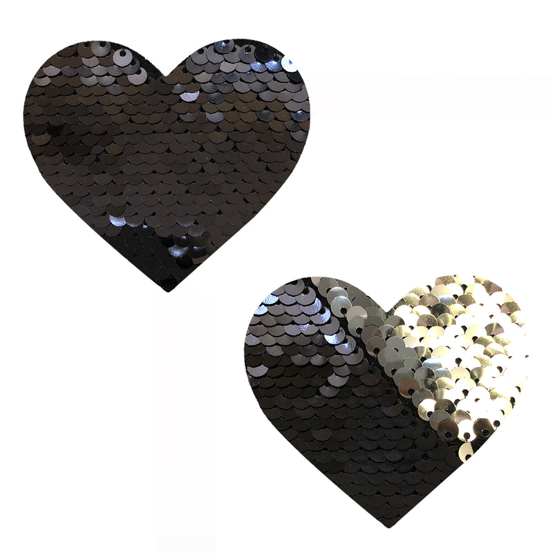 Sequin Medusa Magic Flip Black to Silver I Heart U Nipztix Pasties