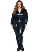Lame Zipper Front Catsuit Curvy Size