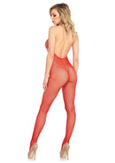 Seamless Fishnet High Neck Halter Bodystocking