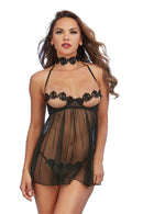 Babydoll Choker and G-String in Black