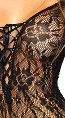 Lace Up Romper With Long Sleeves