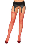 Rhinestone Fishnet Stockings in Red