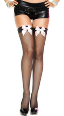 Satin Bow Fishnet Thigh High