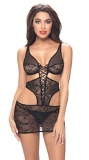 Lace Deep Plunge Babydoll & G String