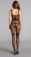 Ruffle Shoulder Strap Crotchless Sheer Bodystocking