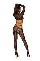 Zebra Fishnet Two Piece Bodystocking Set