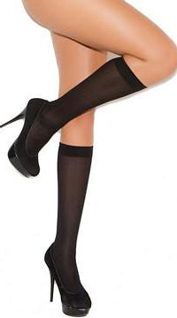 Black Opaque Knee High Stockings - ElegantStripper