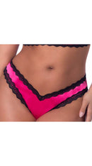 Satin Front High Leg Panty With Lace Edges and Mesh Back