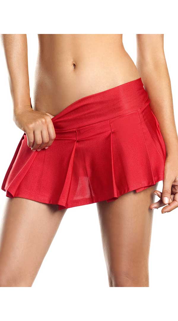 Red Pleated School Girl Skirt