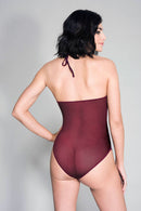 High Neck Scalloped Trim Lace Teddy with Sheer Back