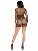 Ultra Net Long Sleeve High Neck Mini Dress