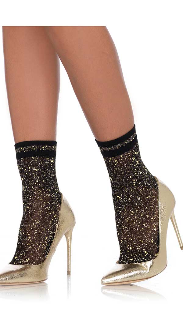 Lurex Anklets With Glitter Gold