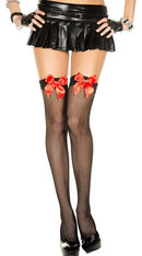 Satin Bow Fishnet Thigh High