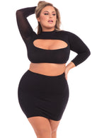 Pink Lipstick Stop and Stare Two Piece Skirt Set