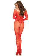 Vine Lace & Net Long Sleeved Bodystocking