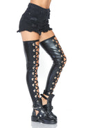 Grommet Wet Look Footless Thigh Highs