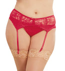 Lace Garterbelt with Adjustable Hook and Eye Back in Red