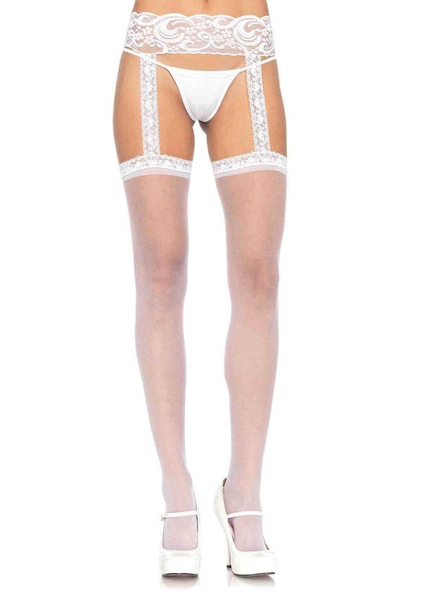 Sheer Thigh Highs with Attached Garters