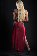 Two Piece Cut Out Open Front Flyaway Night Gown Adorned Pearl Chains and Panty